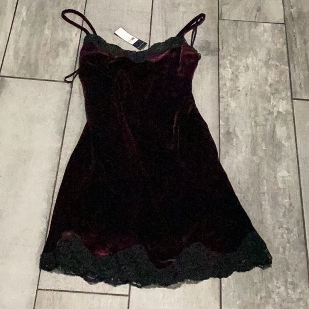 Polo Ralph Lauren Velvet  + Lace Dress in Deep Burgundy and Black
